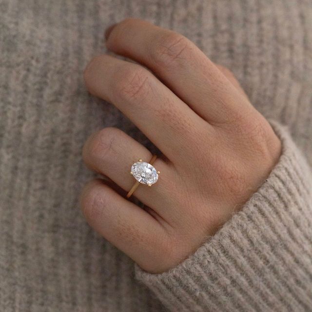 2.51 Carat Lab Grown Oval Diamond Hidden Halo Engagement Ring in Yellow Gold - Juliette