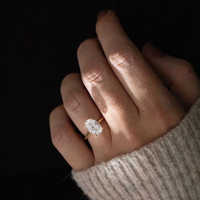 2.51 Carat Lab Grown Oval Diamond Hidden Halo Engagement Ring in Yellow Gold - Juliette