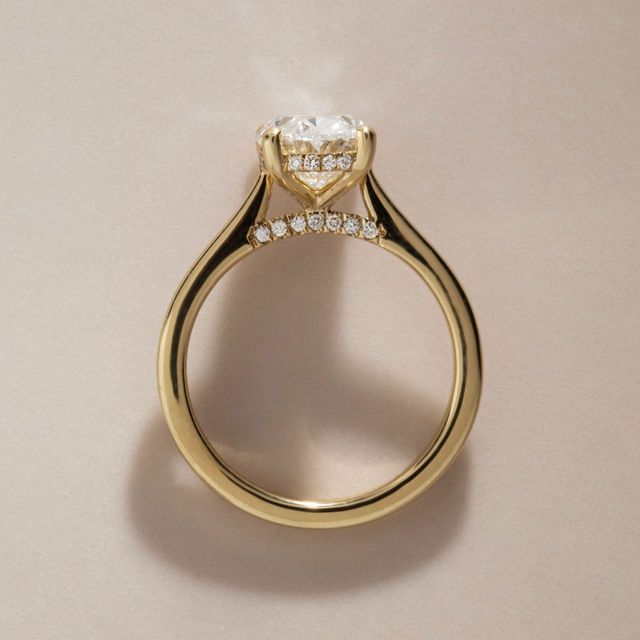 2.51 Carat Lab Grown Oval Diamond Hidden Halo Engagement Ring in Yellow Gold - Juliette