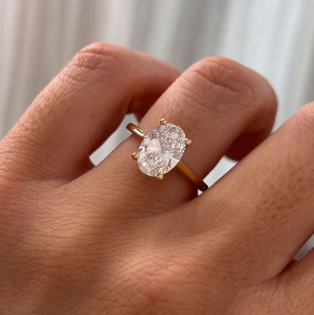 2.51 Carat Lab Grown Oval Diamond Hidden Halo Engagement Ring in Yellow Gold - Juliette