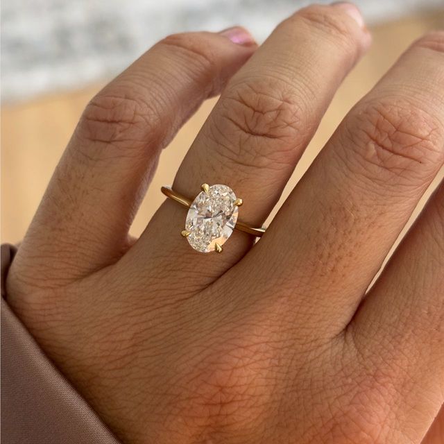 2.56 Carat Lab Grown Oval Diamond Hidden Halo Engagement Ring in Yellow Gold - Juliette