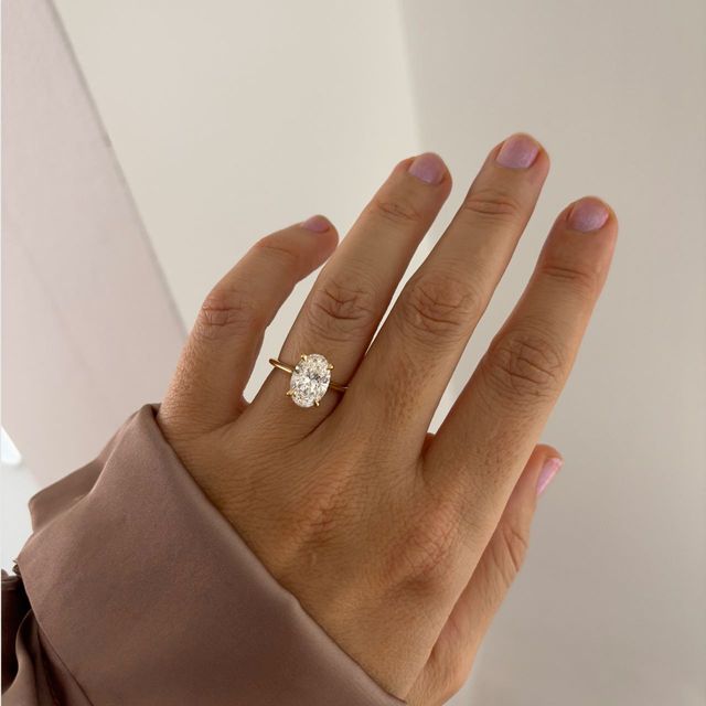 2.56 Carat Lab Grown Oval Diamond Hidden Halo Engagement Ring in Yellow Gold - Juliette