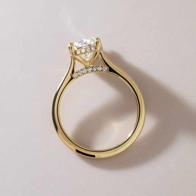 2.56 Carat Lab Grown Oval Diamond Hidden Halo Engagement Ring in Yellow Gold - Juliette