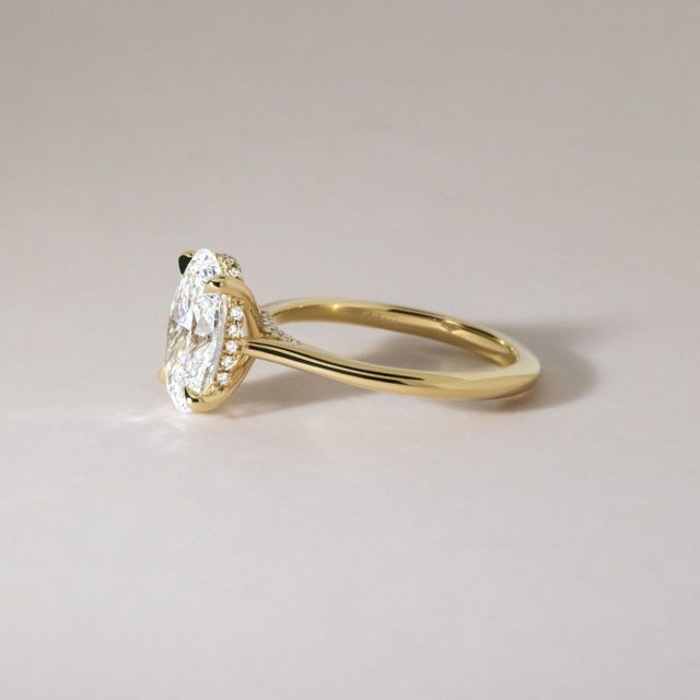 2.56 Carat Lab Grown Oval Diamond Hidden Halo Engagement Ring in Yellow Gold - Juliette