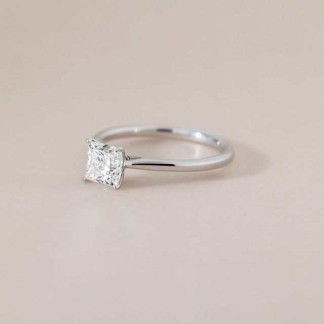 1.20 Carat Natural Princess Diamond Solitaire Engagement Ring in White Gold - Jessie