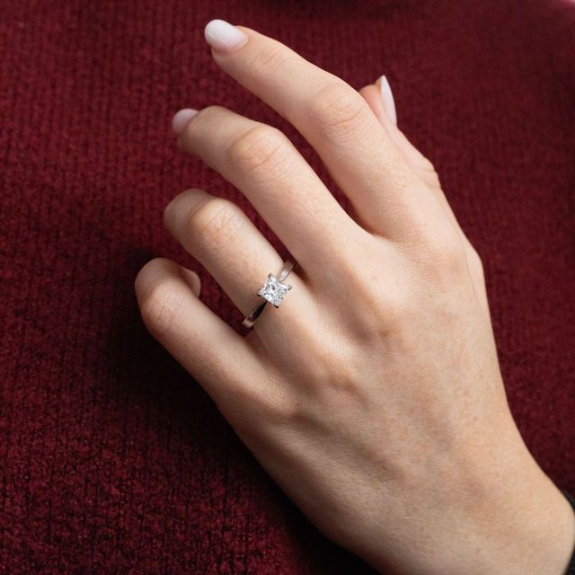 1.20 Carat Natural Princess Diamond Solitaire Engagement Ring in Platinum - Faith