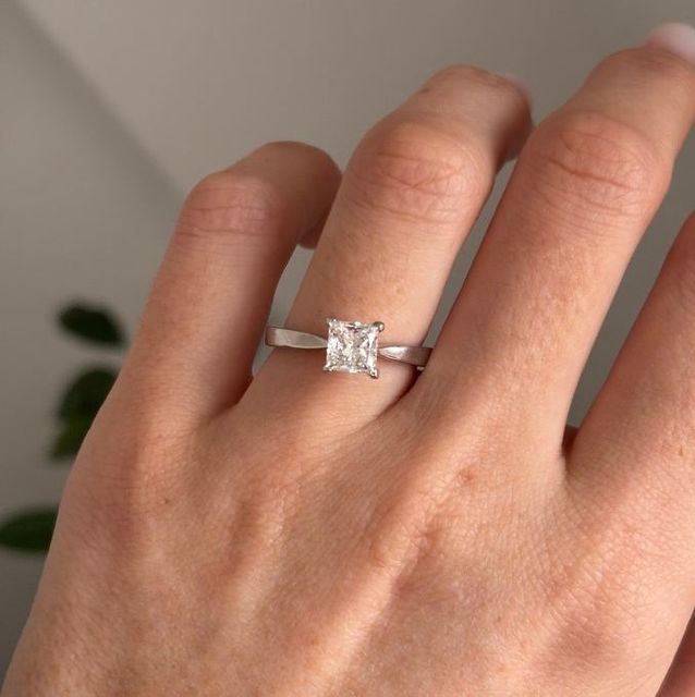 1.20 Carat Natural Princess Diamond Solitaire Engagement Ring in Platinum - Faith