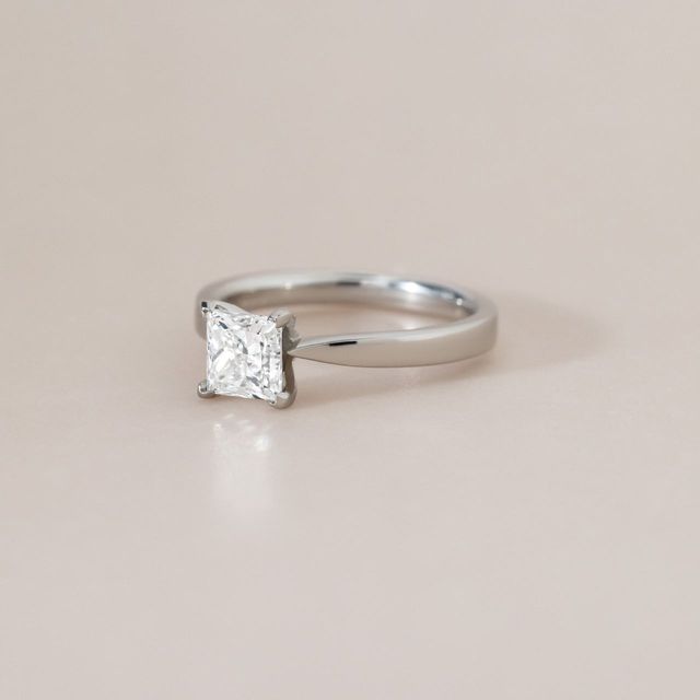 1.20 Carat Natural Princess Diamond Solitaire Engagement Ring in Platinum - Faith