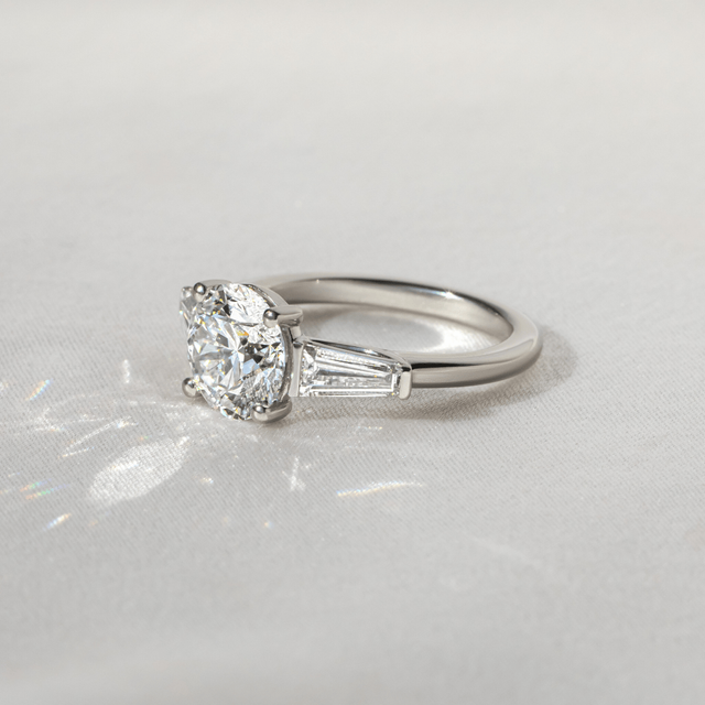 2.00 Carat Lab Grown Round Diamond Trilogy Engagement Ring in White Gold - Jemima