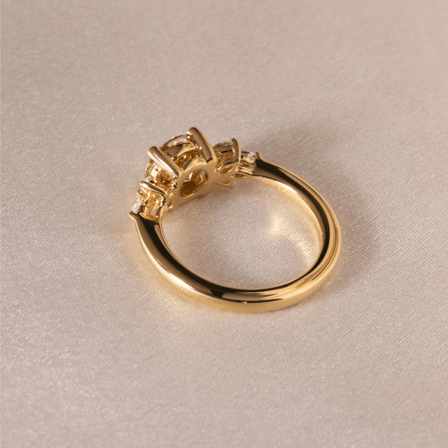 1.00 Carat Yellow Brown Round Diamond Cluster Engagement Ring in Yellow Gold - Adriana