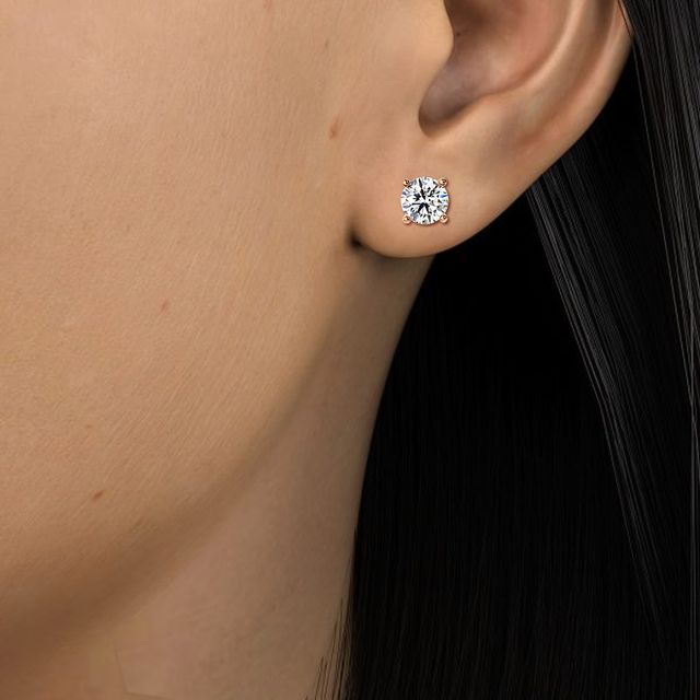 Clarissa Solitaire Stud Earrings in Rose Gold