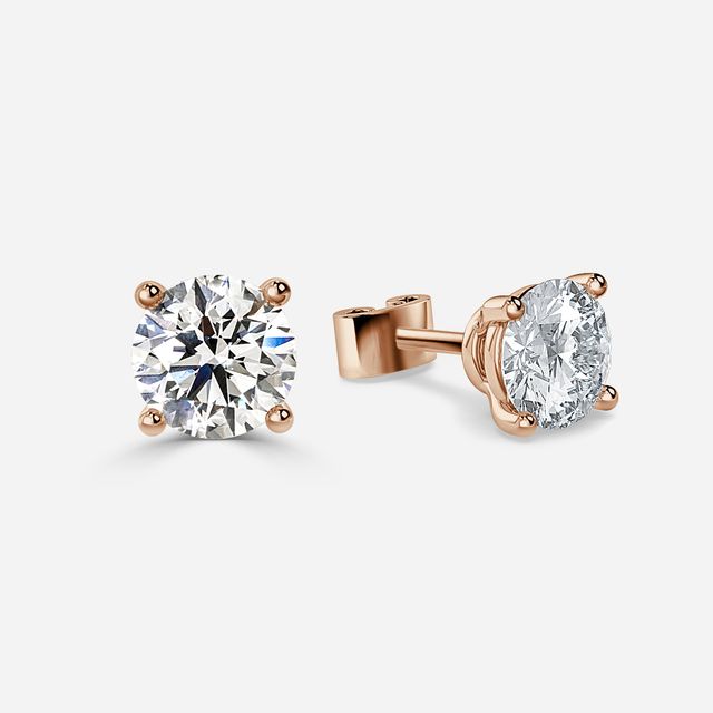 Clarissa Solitaire Stud Earrings in Rose Gold