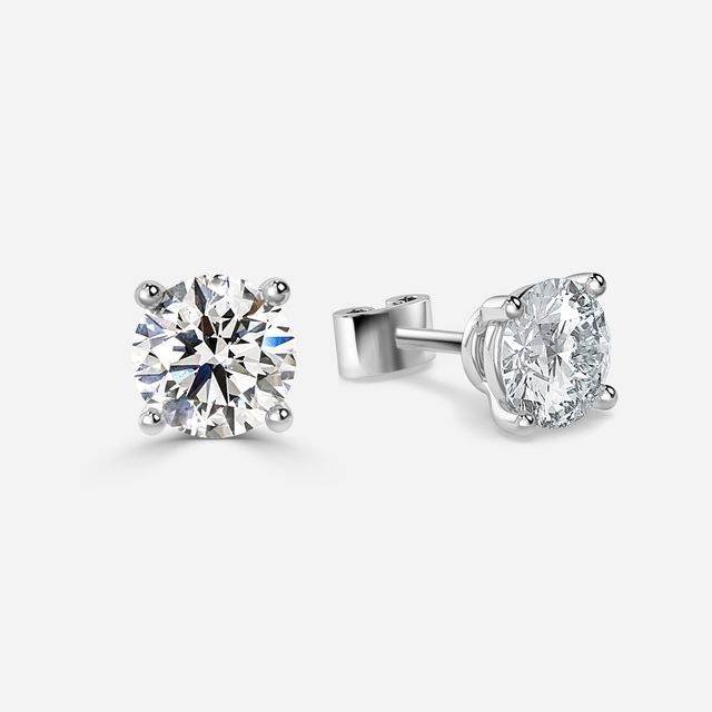 Clarissa Solitaire Stud Earrings in White Gold