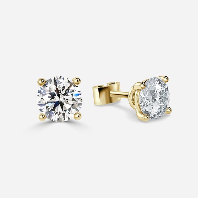 Clarissa Solitaire Stud Earrings in Yellow Gold