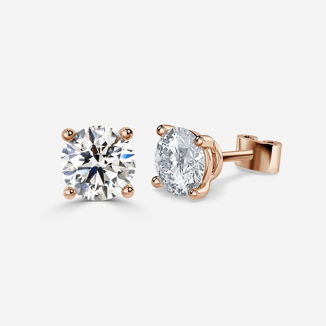 Clarissa Solitaire Stud Earrings in Rose Gold