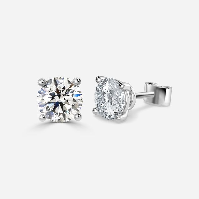Clarissa Solitaire Stud Earrings in White Gold
