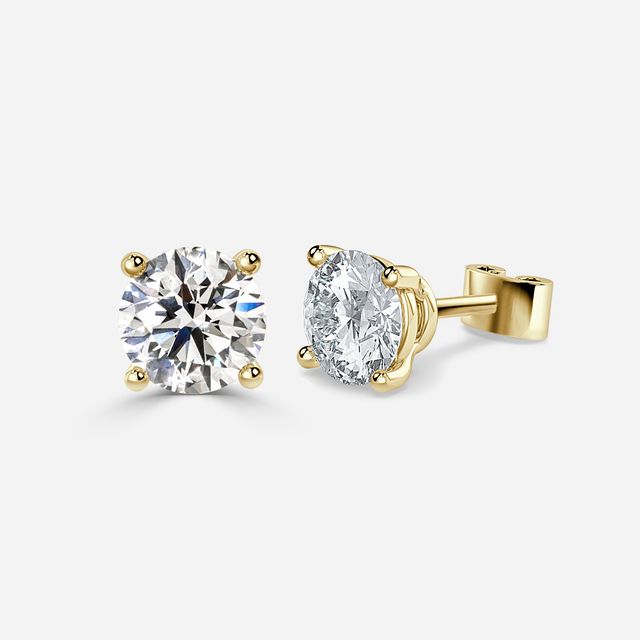 Clarissa Solitaire Stud Earrings in Yellow Gold