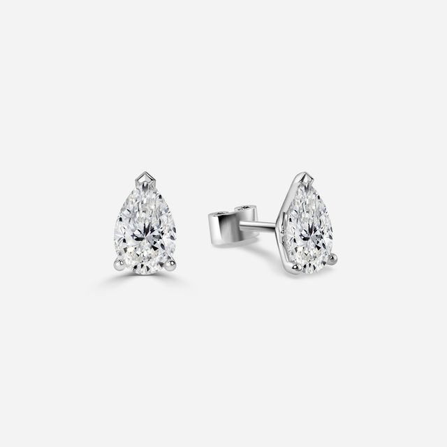 Tulip Stud Earrings in White Gold