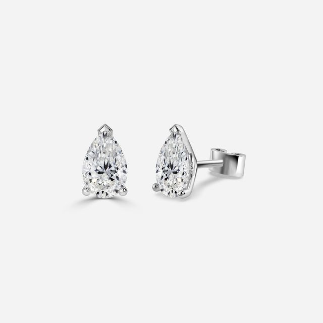 Tulip Stud Earrings in White Gold