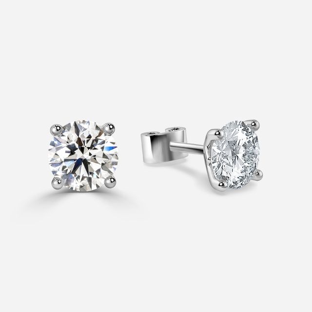 Tulip Stud Earrings in White Gold