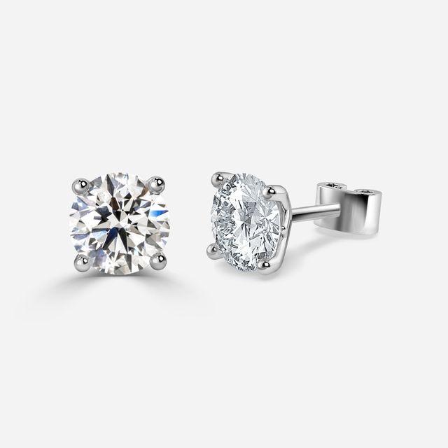 Tulip Stud Earrings in White Gold