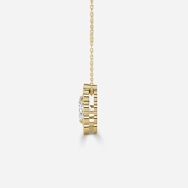 Wren Yellow Gold Halo Pendant