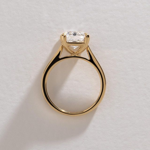 3.89 Carat Lab Grown Emerald Cut Diamond Solitaire Engagement Ring in Yellow Gold - Avery