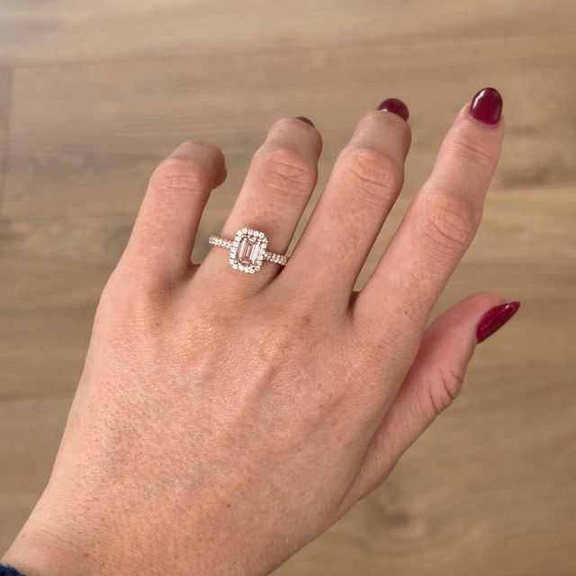 2.20 Carat Emerald Pink Diamond Halo Engagement Ring in Rose Gold - Maya