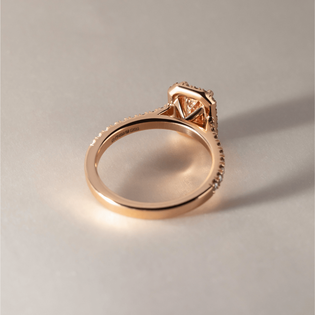 2.20 Carat Emerald Pink Diamond Halo Engagement Ring in Rose Gold - Maya