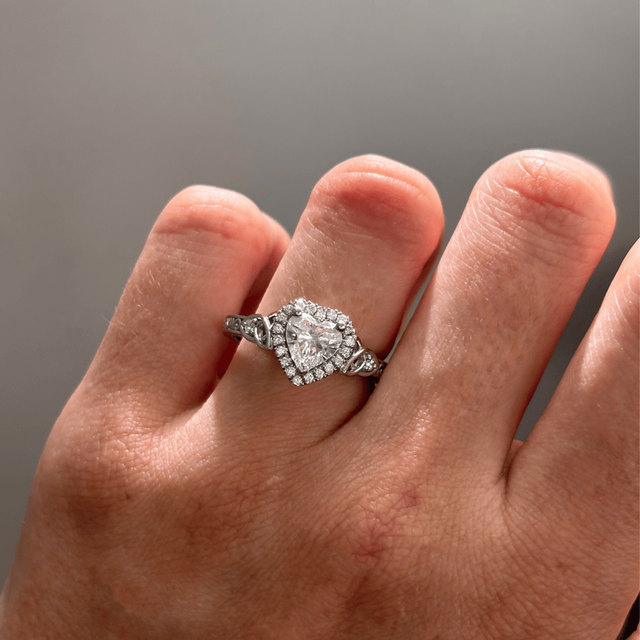 1.10 Carat Lab Grown Heart Diamond Celtic Halo Engagement Ring in Platinum - Maeve