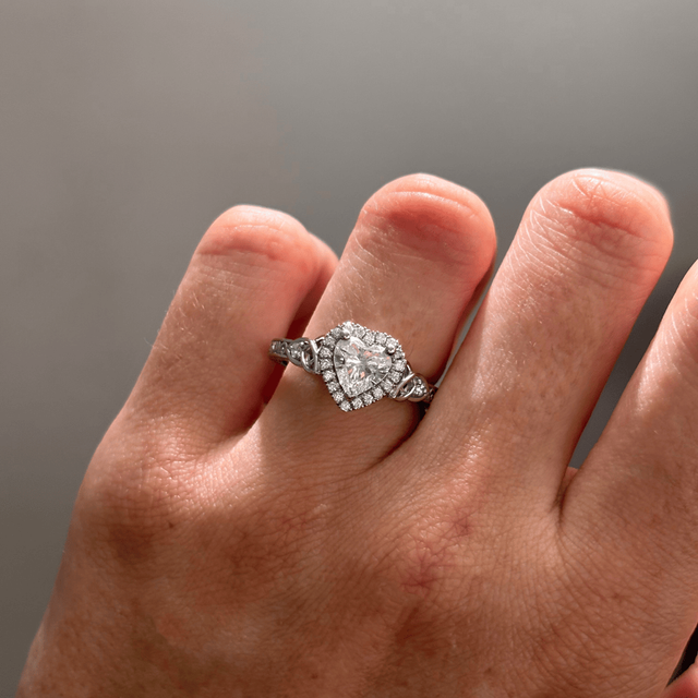 1.10 Carat Lab Grown Heart Diamond Celtic Halo Engagement Ring in Platinum - Maeve