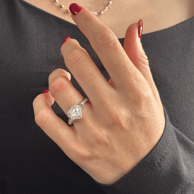 1.10 Carat Lab Grown Heart Diamond Celtic Halo Engagement Ring in Platinum - Maeve