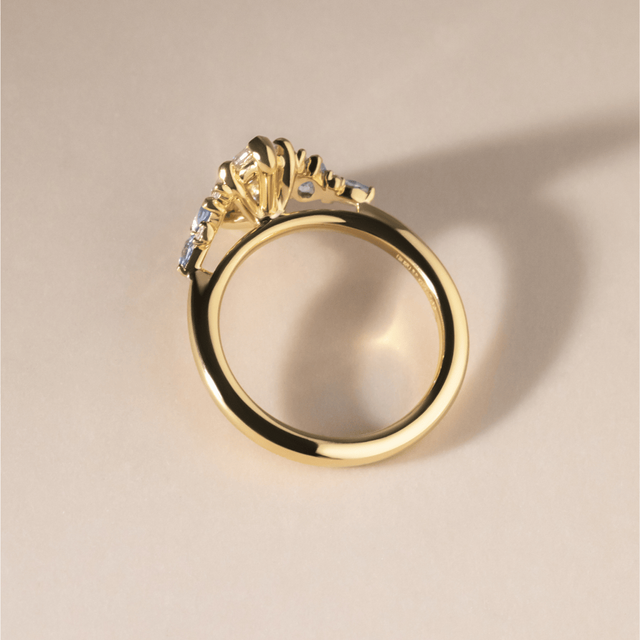 1.20 Carat Lab Grown Marquise Diamond Cluster Engagement Ring in Yellow Gold - Lucia