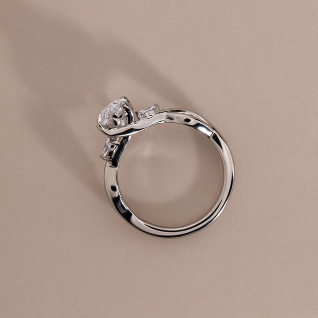 2.50 Carat Lab Grown Marquise Diamond Floral Engagement Ring in Platinum - Vina