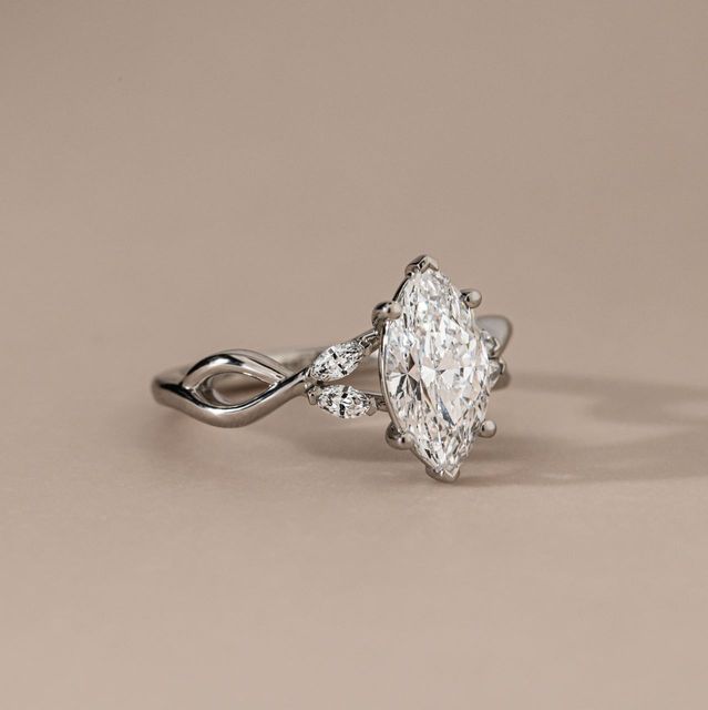 2.50 Carat Lab Grown Marquise Diamond Floral Engagement Ring in Platinum - Vina
