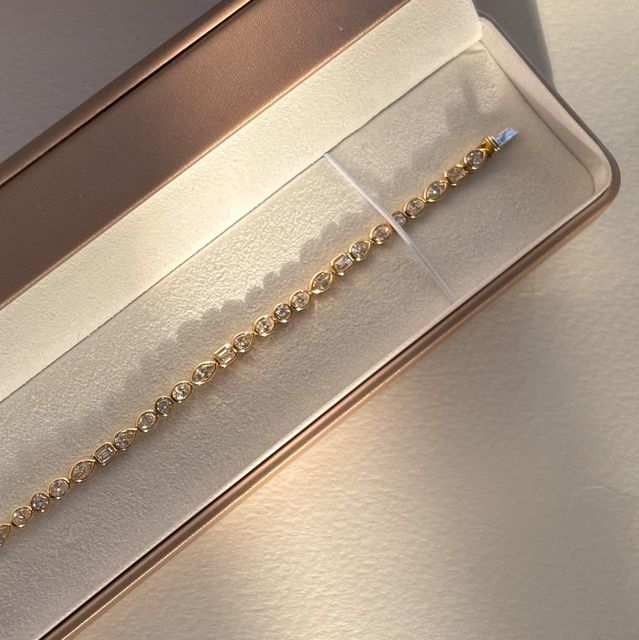 4.80 Carat Lab Grown Multi Diamond Bezel Set Bracelet in Yellow Gold