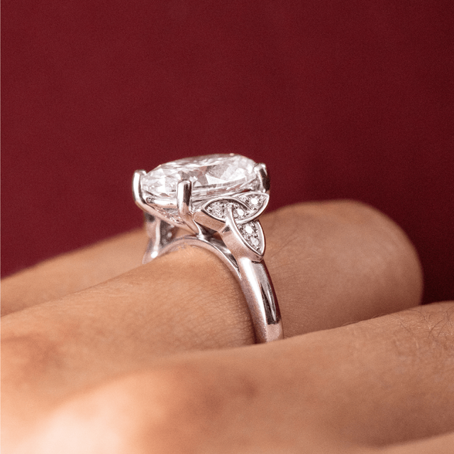 4 Carat Lab Grown Oval Diamond Engagement Ring in Platinum - Celtic Song