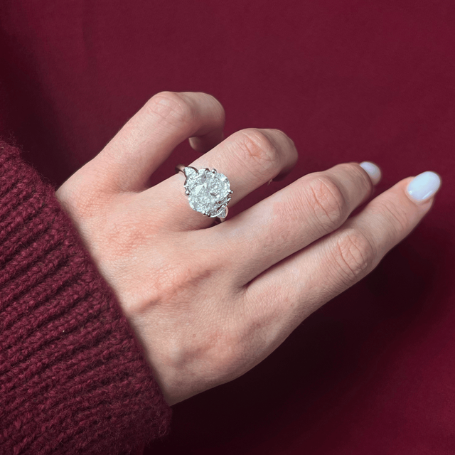 4 Carat Lab Grown Oval Diamond Engagement Ring in Platinum - Celtic Song
