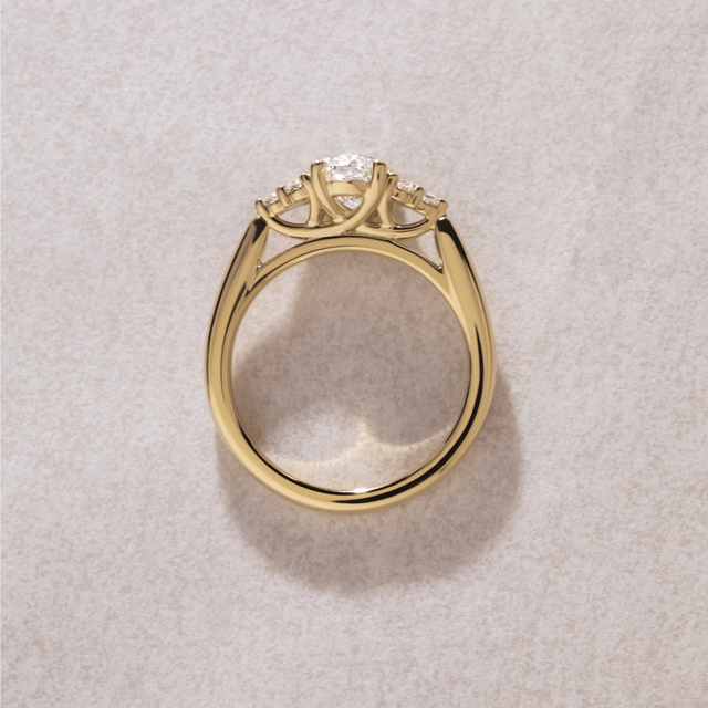 1.00 Carat Lab Grown Oval Diamond Cluster Engagement Ring in Yellow Gold - Isabella