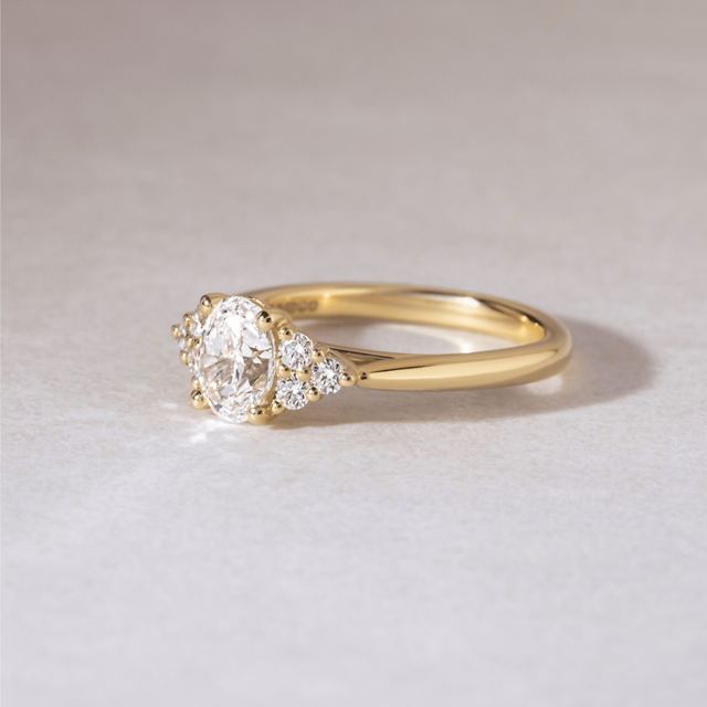 1.00 Carat Lab Grown Oval Diamond Cluster Engagement Ring in Yellow Gold - Isabella