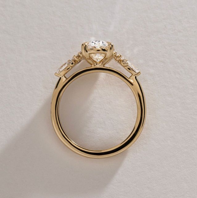 2.05 Carat Lab Grown Oval Diamond Cluster Engagement Ring in Yellow Gold - Lucia