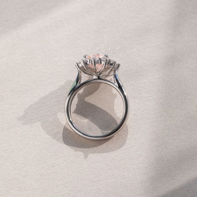 2.50 Carat Oval Pink Diamond Cluster Engagement Ring in Platinum - Windermere Customised