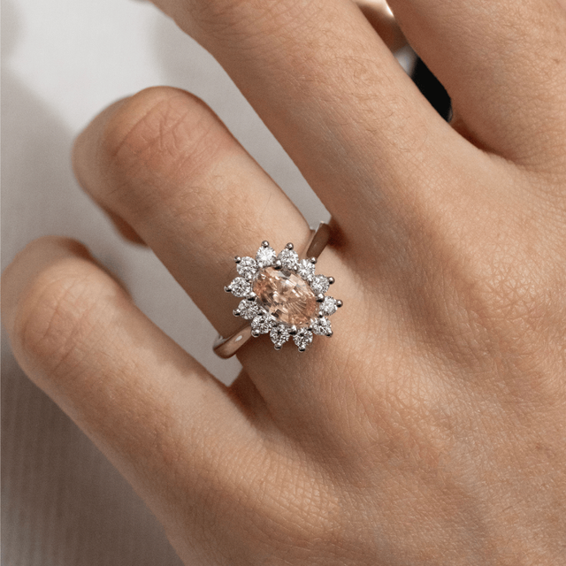 2.20 Carat Oval Pink Diamond Cluster Engagement Ring in Platinum - Windermere