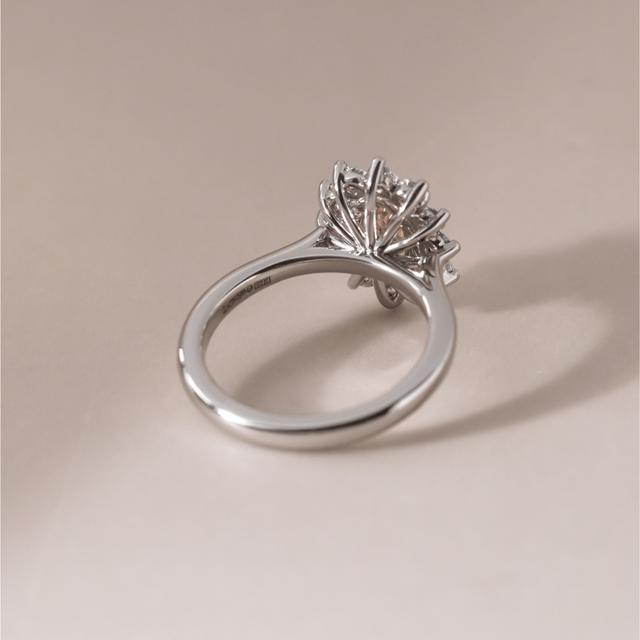 2.20 Carat Oval Pink Diamond Cluster Engagement Ring in Platinum - Windermere