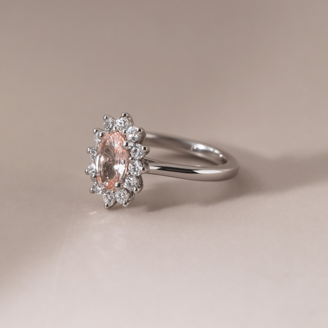 2.20 Carat Oval Pink Diamond Cluster Engagement Ring in Platinum - Windermere