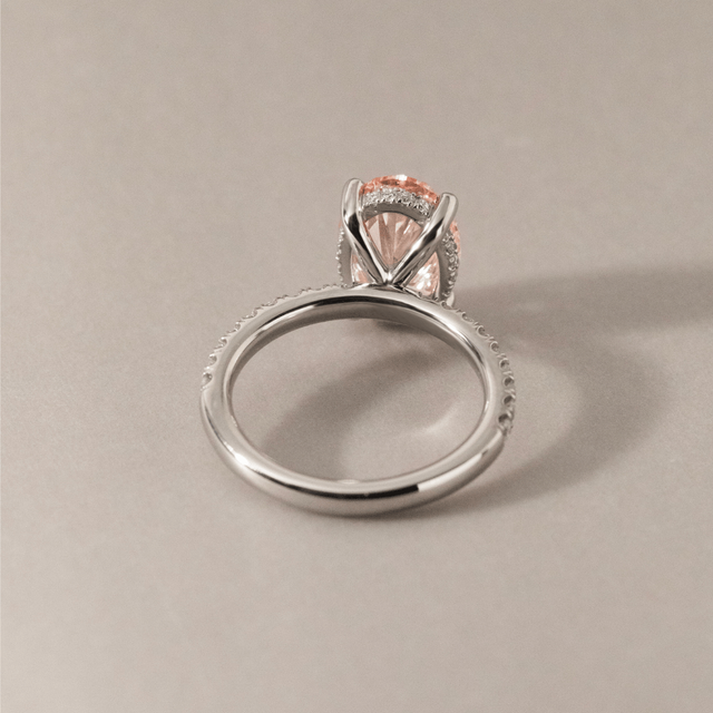 2.50 Carat Oval Pink Diamond Hidden Halo Pavé Engagement Ring in Platinum - Kate
