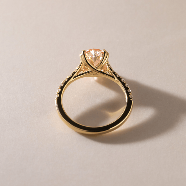 2.50 Carat Oval Pink Diamond Double Prong Solitaire Engagement Ring in Yellow Gold - Fiara