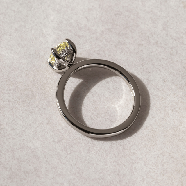 1.50 Carat Oval Yellow Diamond Hidden Halo Engagement Ring in Platinum - Kate
