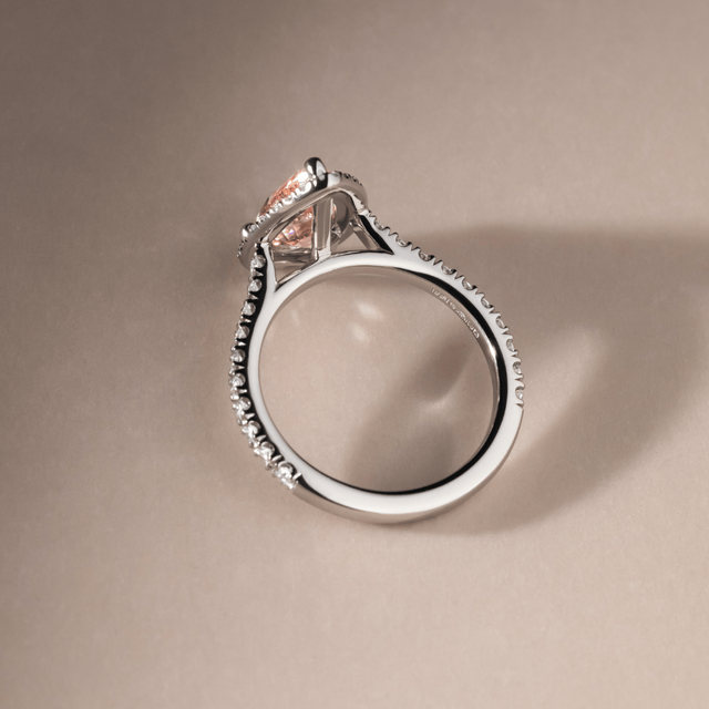 2.00 Carat Pear Pink Diamond Halo Engagement Ring in Platinum - Maya