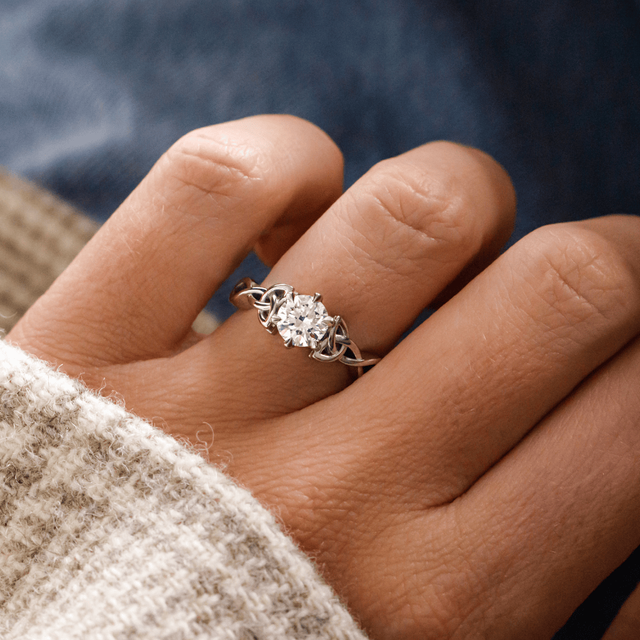 1.00 Carat Lab Grown Round Diamond Celtic Engagement Ring in Platinum - Gaia